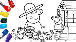 Find more peppa pig family coloring page pictures from our. Peppa Pig Granny Pig S Chickens Peppa Pig Coloring Pages 1080p Youtube
