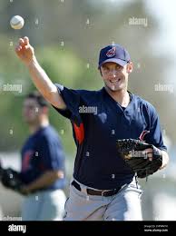 Cleveland Indians pitcher Jensen Lewis during a Major League Baseball  spring training workout Saturday, Feb. 16, 2008 in Winter Haven, Fla. (AP  Photo/David J. Phillip Stock Photo