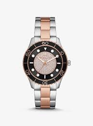 Our wide selection is eligible for free shipping and free returns. Oversized Runway Dive Pave Two Tone Watch Michael Kors