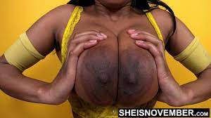 4k 60fps Extreme 100% Percent Real All Black Big Areolas, Nipples, & Udders  Breasts Closeup by Msnovember Lovely Natural Ebony Busty Rack, Shaking Her  Gigantic Knockers Topless & Smiling, Hard Nipple Huge