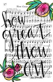 How Great Thou Art 5x7 Print Hymn Fine Art Hymnal Watercolor Hymn Art Bible Art Journaling Music Lyrics Art