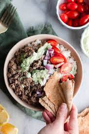 Loaded Mediterranean Ground Lamb Bowls Recipe In 2021 Ground Lamb Lamb Recipes Food