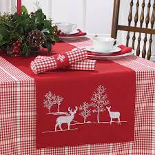 Red Reindeer Table Runner Christmas Table Cloth Christmas Table Linen Christmas Placemats