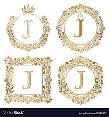 Golden Letter J Vintage Monograms Set Heraldic