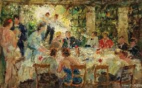 With hand painting, stitching or fabric additions on. Otto Eduard Pippel Elegant Dinner Party Mutualart