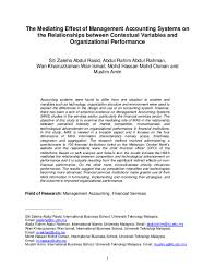 2018 in renewable and sustainable energy reviews. Pdf The Mediating Effect Of Management Accounting Systems On The Relationships Between Contextual Variables And Organizational Performance Abdul Rahim Abdul Rahman Academia Edu