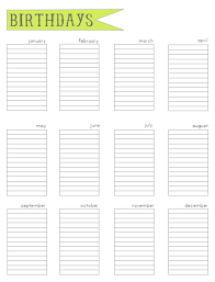 Star Haus Print It Birthday Calendar Birthday Calendar Birthday Organizer Calendar Printables