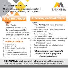 Lowongan kerja pt cipta kridatama besar besaran ti. Lowongan Kerja Pt Bank Mega Semua Jurusan Tahun 2020