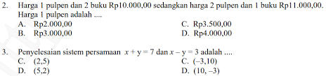 Semoga contoh soal persamaan linear dua variabel spldv dengan kunci jawaban dan pembahasan ini bermanfaat untuk adik adik khususnya yang sudah kelas 8 sekolah menengah pertama smp sltp mts. Latihan Soal Sistem Persamaan Linear Dua Variabel Matematika
