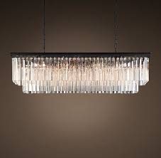 1920s Odeon Clear Glass Fringe Rectangular Chandelier 49 Lustre Rectangulaire Lustre Salle A Manger Lustres