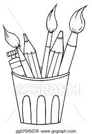Eps Illustration Cup Of Pencils And Paintbrushes Vector Clipart Gg57045278 Gograph Art Supplies Drawing Art Supplies Clipart Clip Art