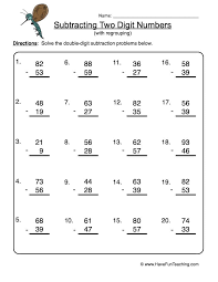 My kiddos were pros this week with addition, so i hope next week we have the same success (especially since regrouping is right around the corner!) Double Digit Subtraction No Regrouping Worksheet Have Fun Teaching Printable Worksheets Printable 2 Digit Subtraction Worksheets Without Regrouping Worksheet Grade 8 Math Fractions Worksheets Grade 9 Math Help Free Math Is Fun