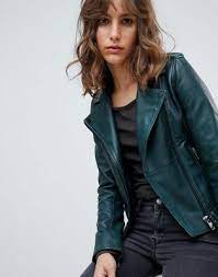 Barney S Originals Annabelle Leather Biker Jacket Green Leather Jackets Dressy Jackets Blue Leather Jacket