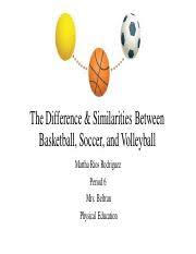Soccer and football are two of the most popular sports in the whole world. Presentation 1 Pdf The Difference Similarities Between Basketball Soccer And Volleyball Martha Rios Rodriguez Period 6 Mrs Beltran Physical Education Course Hero