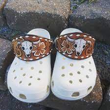 Crocs With Added Tooled Leather Strap Western Shoes Me Too Shoes Diy Shoes
