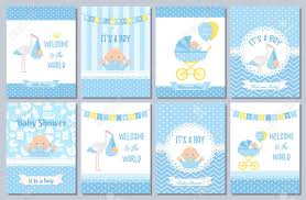 This image shows what one bingo card will look like. Baby Shower Card Vector Baby Boy Design Invite Banner Cute Birth Party Background Welcome Born Template Blue Happy Greeting Poster With Kid Stork Pram Polka Dot Print Cartoon Flat Illustration Royalty Free