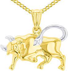 Amazon Com High Polish 14k Yellow Gold Bull Pendant Taurus Zodiac Sign Charm Curb Chain Necklace 16 Jewelryamerica Clothing Shoes Jewelry
