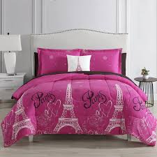 Kids comforter sets cheap bedding sets queen comforter sets twin comforter kohls bedding girls full bed girls twin bed twin xl polka dot bedding. Queen Paris Comforter Pink Black White Eiffel Tower Bedding And Sheet 8 Piece Bed In A Bag Set Walmart Com Walmart Com