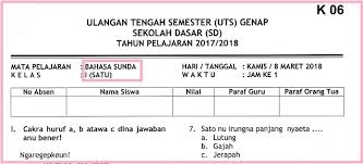 Soal Uts 2 Bahasa Sunda Kelas 1 Terbaru Dan Kunci Jawaban