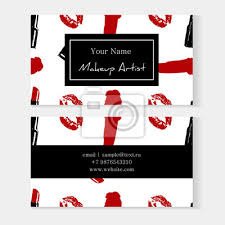 Pro makeup artist business card have neat and clean, a black and white color design.i recommend not to put information on the back side, keep it blank or put your logo there. Set Of Makeup Artist Business Cards Template With Cosmetics Seamless Canvas Prints For The Wall Canvas Prints Smear Salon Make Myloview Com