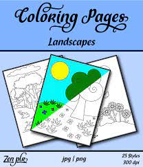 Plr coloring books, pages and designs. Landscapes Coloring Pages Plr Pack Zen Plr