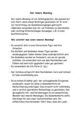 Wie ein innerer monolog geschrieben ist, lässt sich bereits an den beiden worten. Deutsch Arbeitsmaterialien Innerer Monolog 4teachers De