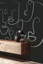 Face Line Muralabstract Muralmodern Muralminimalist Etsy Unique Murals Modern Mural Minimalist Wallpaper