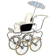 Giordani Midcentury Steel And White Fabric Italian Baby Pram Stroller 1950s For Sale At 1stdibs