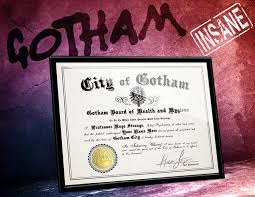 Exclusive Arkham Asylum Certificate Of Insanity W Your Name Etsy Arkham Asylum Gotham Gotham Tv