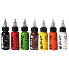 Proudly made in the usa, dynamic color provides premium quality tattoo ink with the most impressive pigment content in the business. Amazon Com Tattoo Ink Set Radiant Colors 8 Primary 1oz Tribal Black Super White Blue Canary Yellow Dark Brown Scarlet Red Tiger Orange Medium Green Beauty