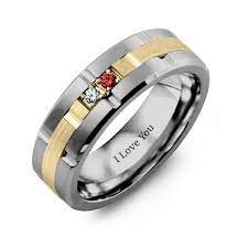 Men S Two Stone Grooved And Brushed Ring Modern Mens Rings Mens Ring Designs Rings For Men