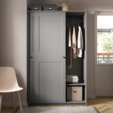 Hauga Wardrobe With Sliding Doors Gray 461 2x215 8x783 8 Ikea Sliding Wardrobe Doors Wardrobe Doors Ikea