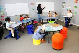 Kinesthetic Classrooms With Standing Desks Flexible Seating Wobble Chairs Pedal Desks And Bike Flexible Seating Classroom Modern Classroom Flexible Seating