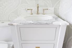 With modern metallic marble wallpaper and graphic geometric wallpaper, you can explore an extensive range of styles to. Gray Single Washstand Gold Hardware Transitional Bathroom
