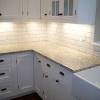 Blue subway tile backsplash kitchen. 1