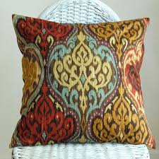 Damask Red Brown Yellow And Turquiose Throw Pillow From Etsy Yellow Throw Pillows Pillows Throw Pillows