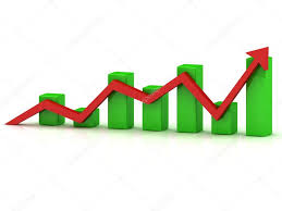 Business Growth Chart Of The Green Bars And Red Arrow