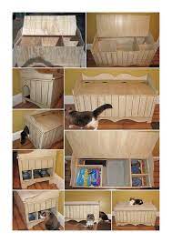 Hidden Cat Litter Box Cat Food Station Pet Furniture Litter Box