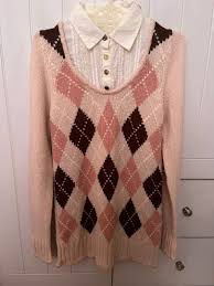 LIZ LISA Argyle pink Wool Sweater Top, Fesyen Wanita, Pakaian Wanita,  Atasan di Carousell