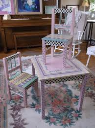 Hand Painted Children S Table And Chairs Perfect For A Little Girl S Tea Party Childrenscha Painting Kids Furniture Kids Table And Chairs Diy Kids Furniture