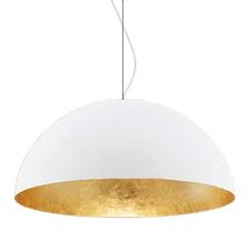 Suspension E27 Design Venice Metal Blanc Feuille D Or 1 X 60w W Suspension Blanche Feuille D Or Suspension 3 Lampes