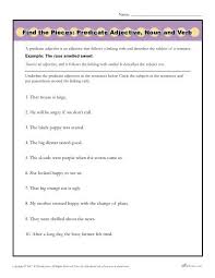 Nouns, verbs and adjectives nouns, verbs and adjectives. Find The Pieces Predicate Adjective Noun And Verb Printable Activity