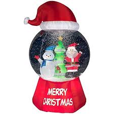 Christmas Animated Airblown Inflatable 6 5 Merry Christmas Snow Globe W Santa Snowman And Xma Christmas Snow Globes Snow Globes Snowman Christmas Decorations