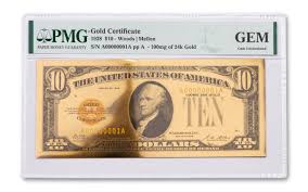 2405 $100 1928 gold certificate. 24kt Gold Foil 10 Gold Certificate Commemorative Pmg Gem Uncirculated Govmint Com