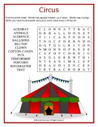 Look at the clues and solve the puzzle by entering the missing words. Circus Word Search Puzzle Easy By Words Are Fun Tpt