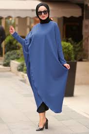 Nayla Collection Capraz Kesim Indigo Mavisi Tesettur Panco Tunik 5134im Tesetturisland Com Moda Stilleri Indigo Tunik