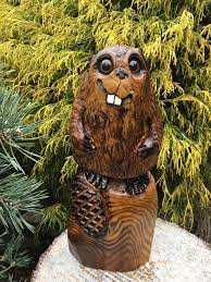 Chainsaw Carving Beaver Sassafras Wood Carving Silly Statue Rustic Pond Decor Chainsaw Carving Chainsaw Wood Carving Wood Carving Art