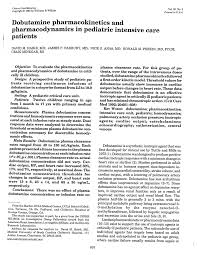 Pdf Dobutamine Pharmacokinetics And Pharmacodynamics In