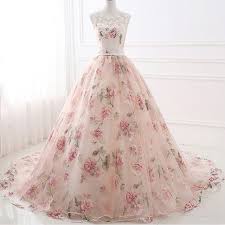 Pink wedding dresses flowers applique beaded crystal bridal gown v neck custom. Beautiful Cheap Flower Printed Floral Wedding Dresses 2017 Princess Lace Pink Blush Bridal Gowns Ball Gowns Gelinlik Bridal Gown Blush Bridal Gownsfloral Wedding Aliexpress