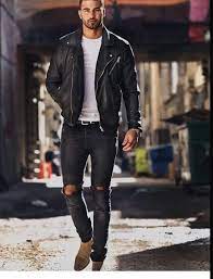 Men Black Fashion Biker Jackets Black Jackets With Zip Closure Biker Jackets For Men Leather Jacket Men Leather Jacket Motorcycle Jacket Mens